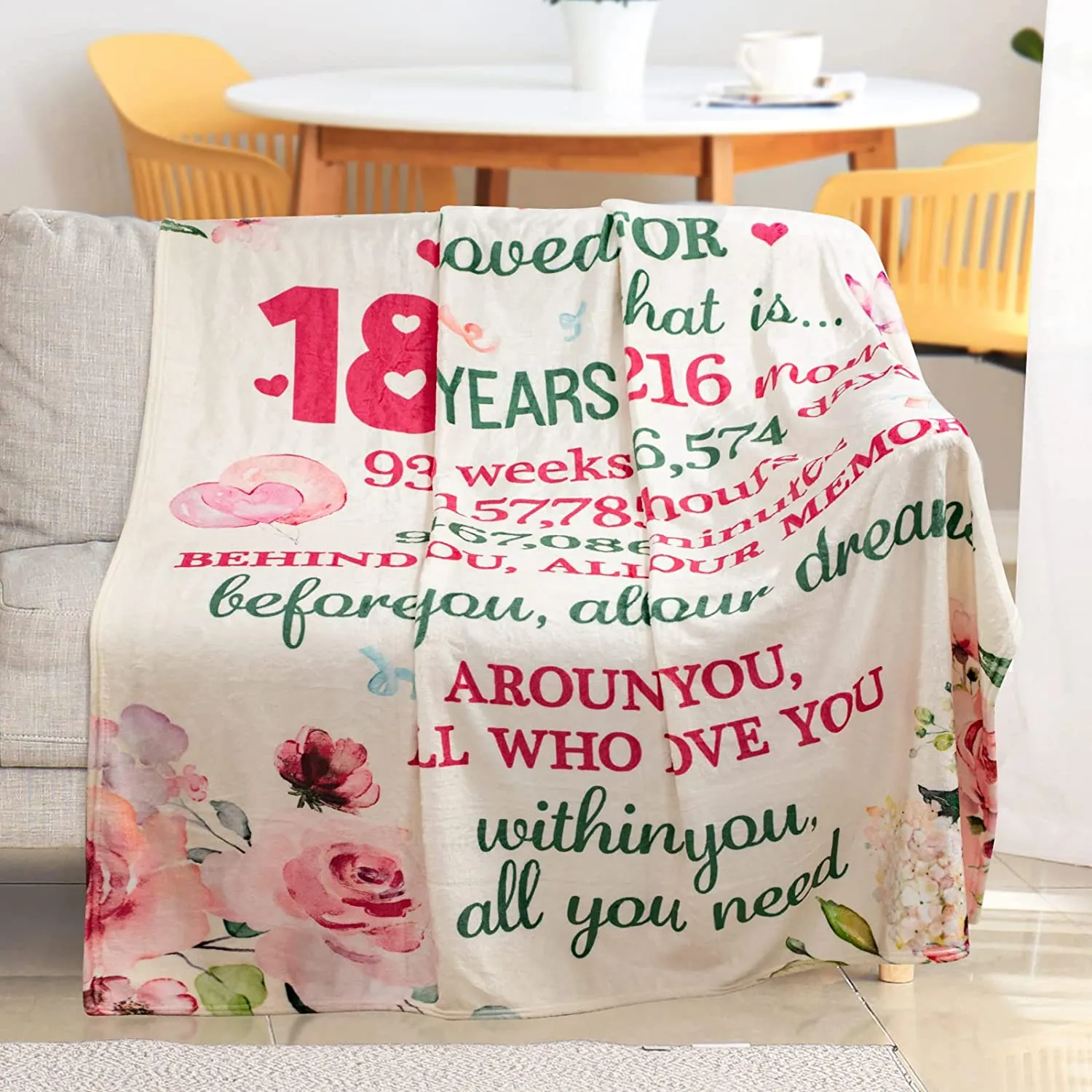 18th Birthday Gifts Throw Blanket,18th Birthday Decorations for Girls Fleece Blanket Best Gifts Idea for Girls Daughter Friends
