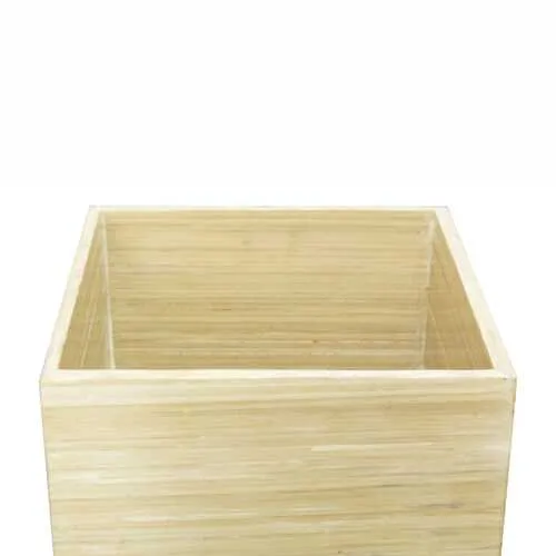 6.75" X 6.75" X 24" Natural Wood Bamboo Vase with Tones