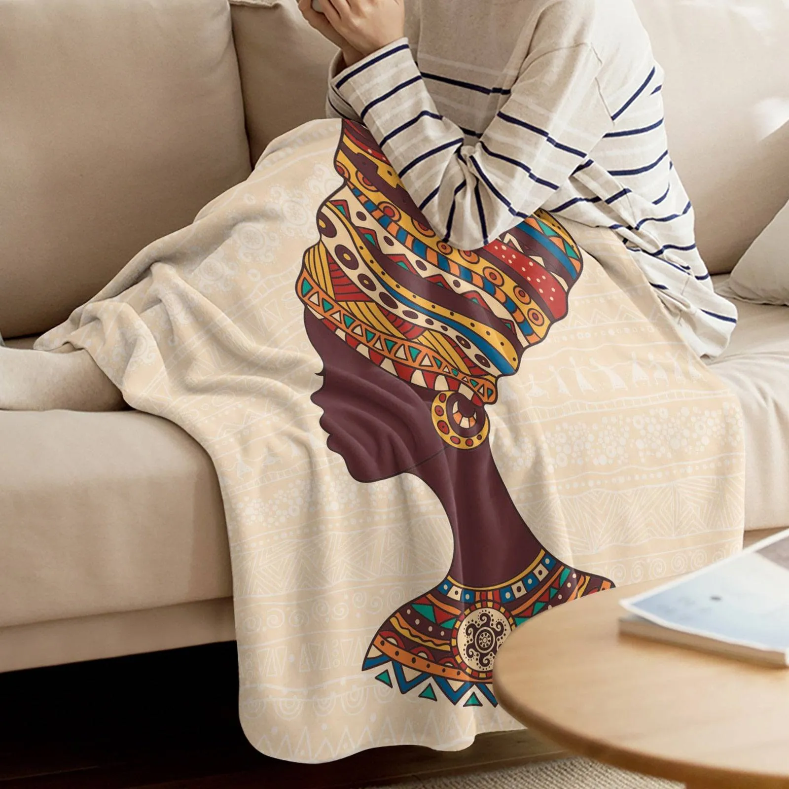 African Woman Flannel Blanket Soft Bedspread Blankets