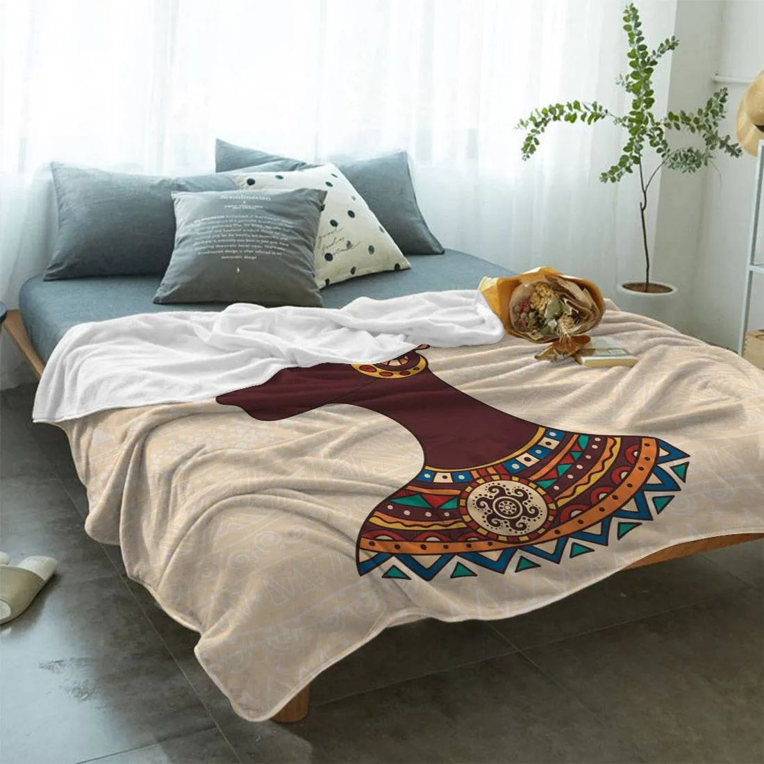 African Woman Flannel Blanket Soft Bedspread Blankets