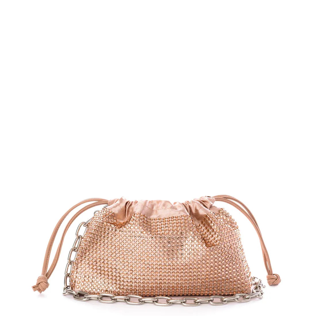 Brea Champagne Blush with Crystals Clutch Bag with Removable Chain - Jules Kae JK108 - WHSL