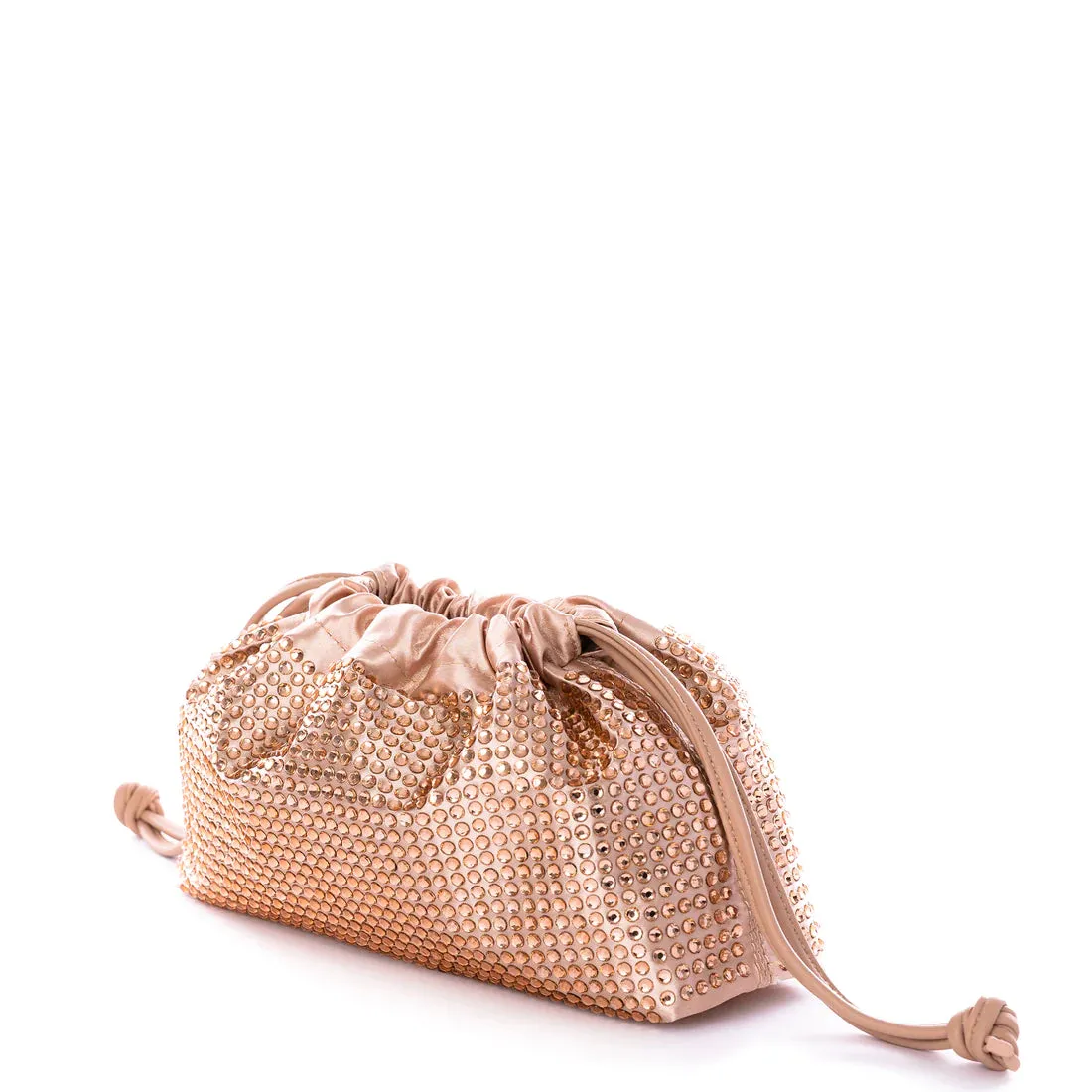 Brea Champagne Blush with Crystals Clutch Bag with Removable Chain - Jules Kae JK108 - WHSL