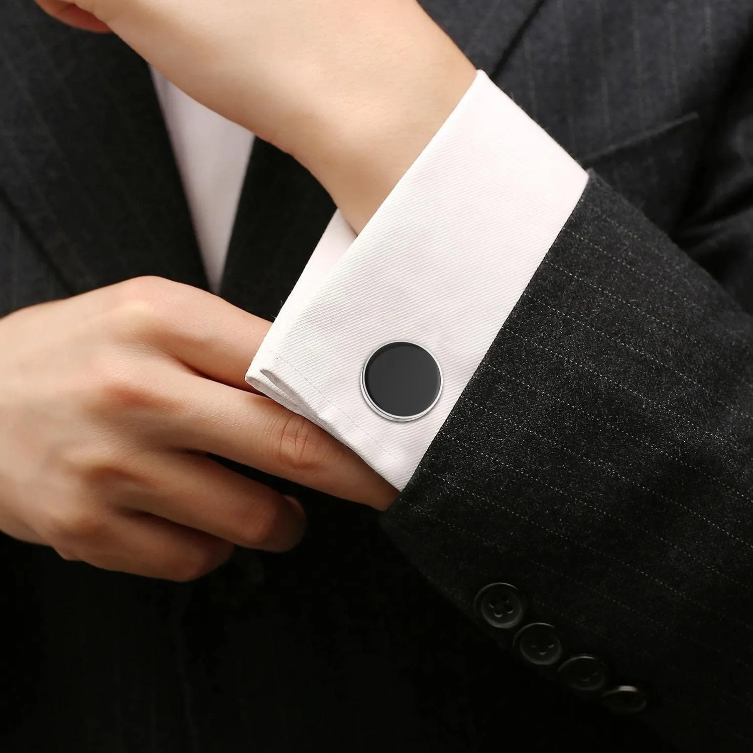 Cufflinks For Men, 316L Stainless Steel Tuxedo Shirt Cuff Links Shirt Accessories Unique Business Groom Wedding Black Silver Gold Jewelry for Son, Father, Husband, Boyfriend