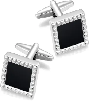 Cufflinks for Men Classic Wedding Business Shirt Cuff Links Silver Gold Black Set Gifts with Box