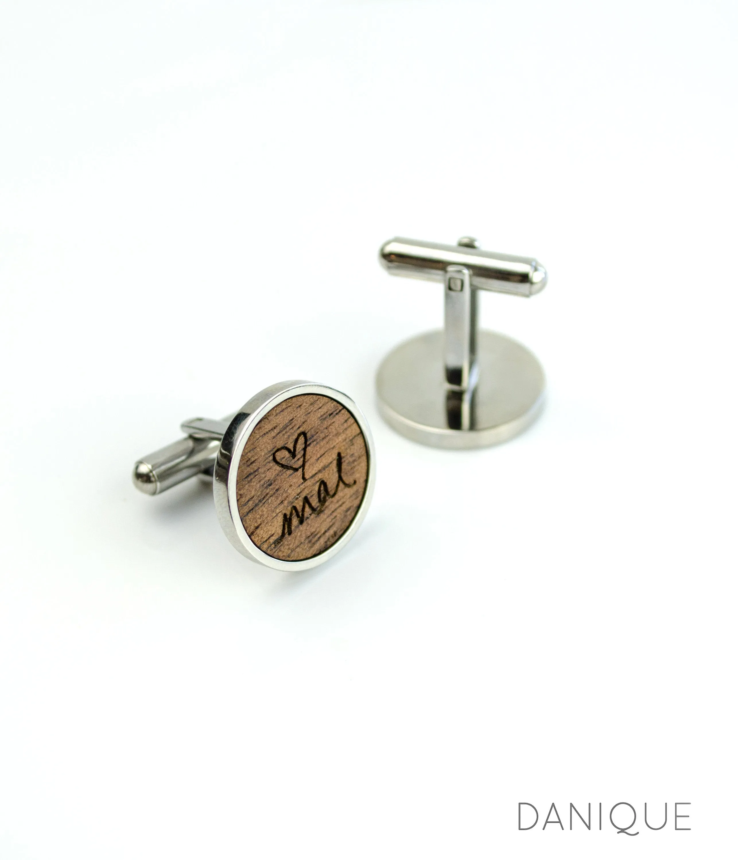 Custom Engraved Wooden Tie Clip & Cufflinks Set