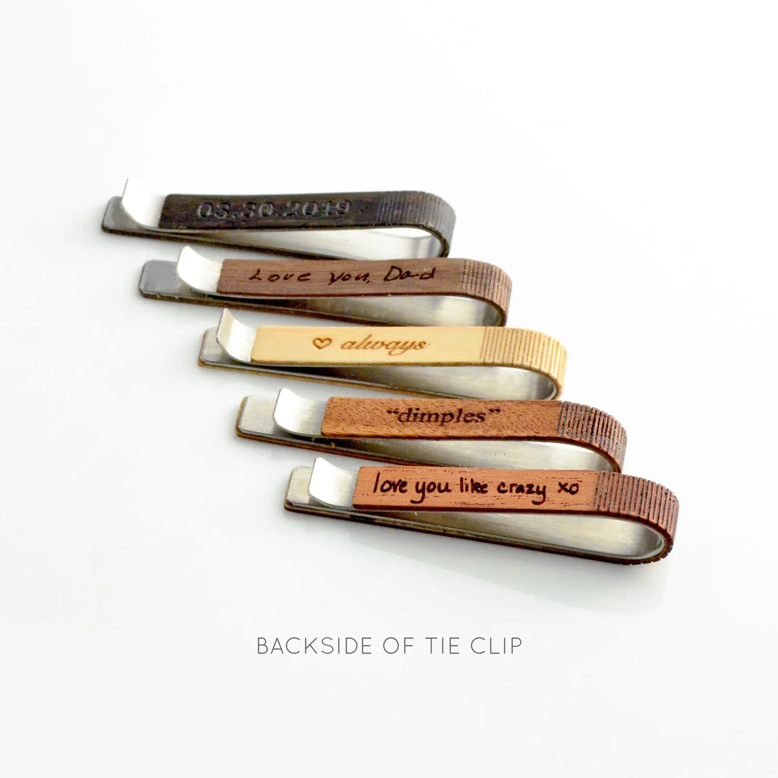 Custom Engraved Wooden Tie Clip & Cufflinks Set