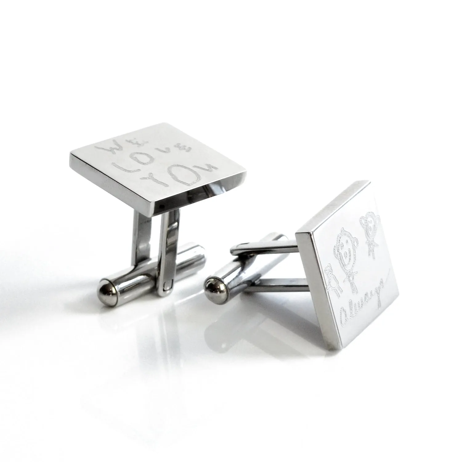 Custom Metal Cufflinks with Handwriting or Drawing
