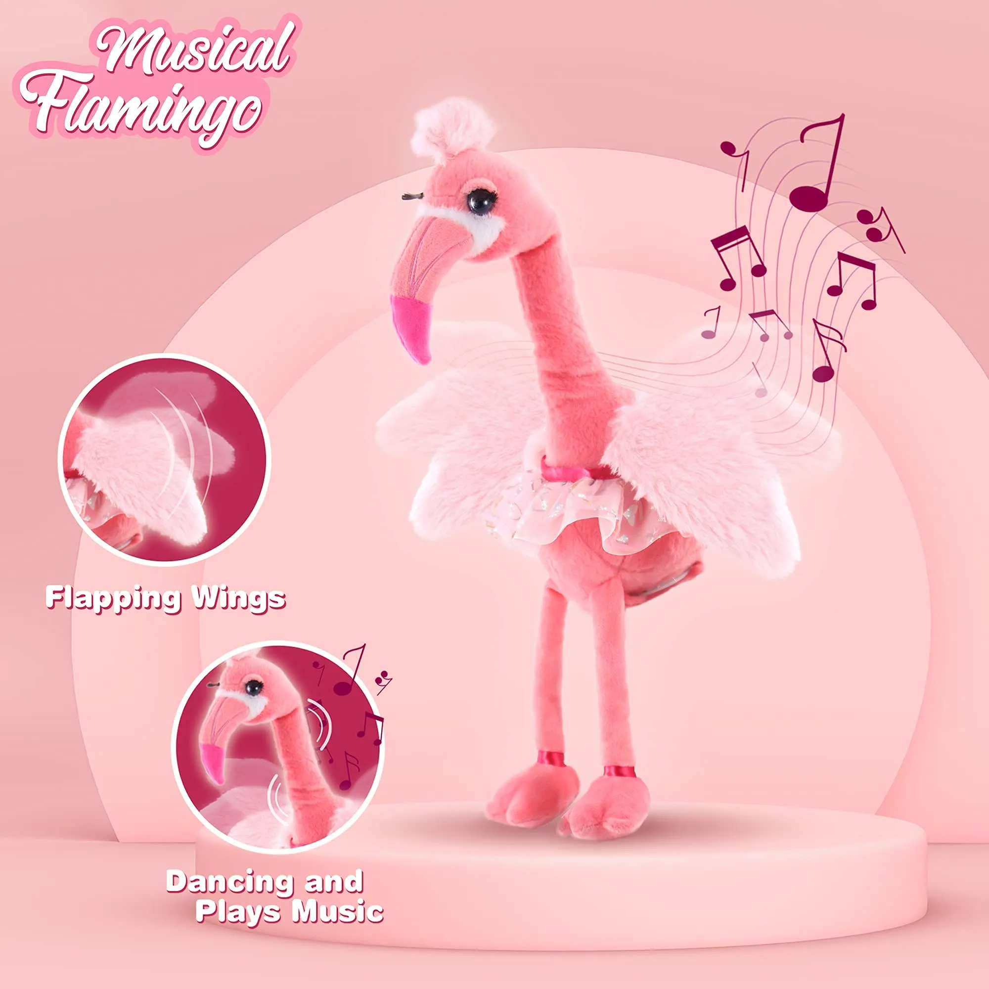 Dancing Flamingo - Interactive Toddler Toys - Cute and Soft Stuffed Animal for Baby - Live
