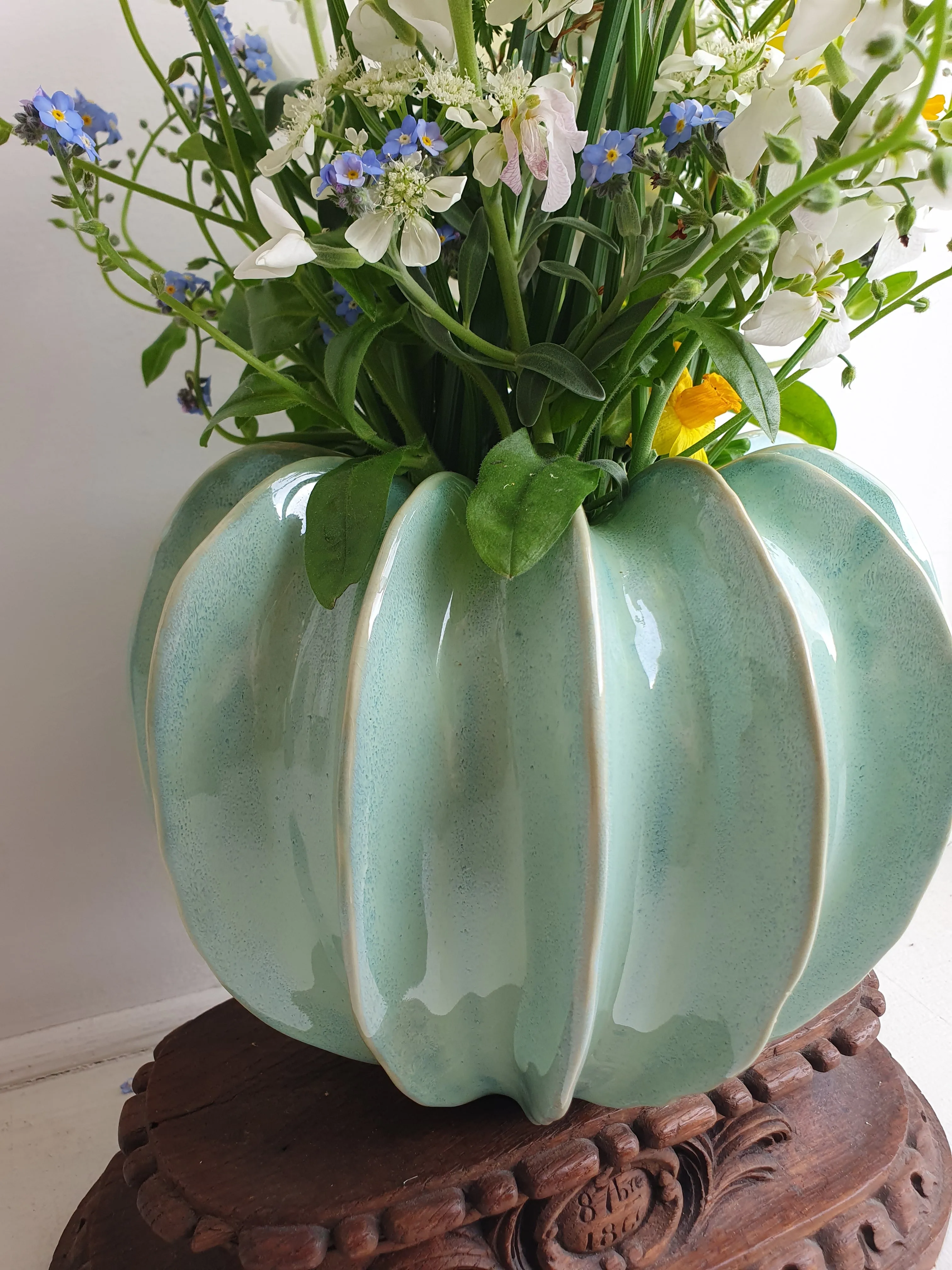 European Ceramic Gourd Pot - Turquoise