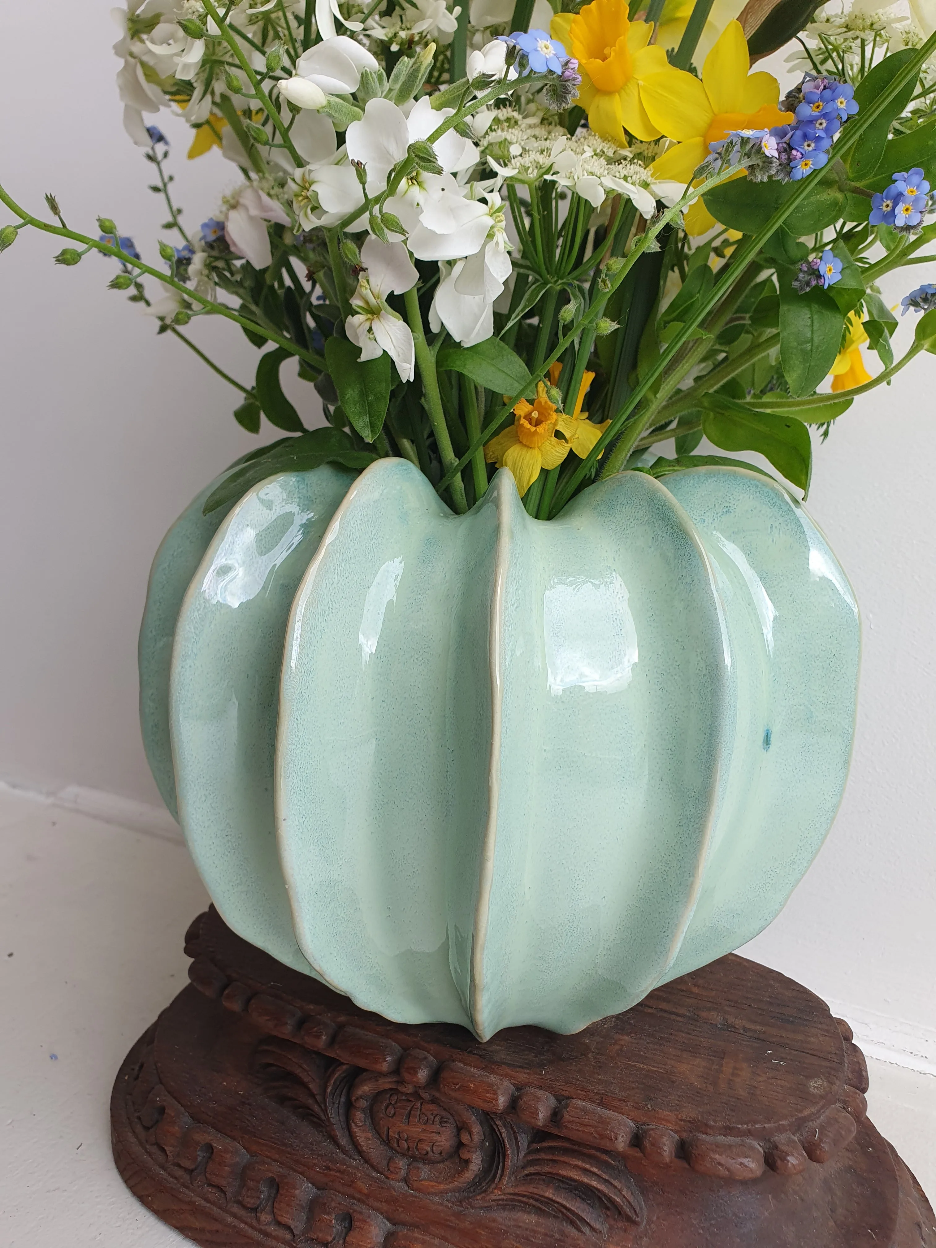 European Ceramic Gourd Pot - Turquoise