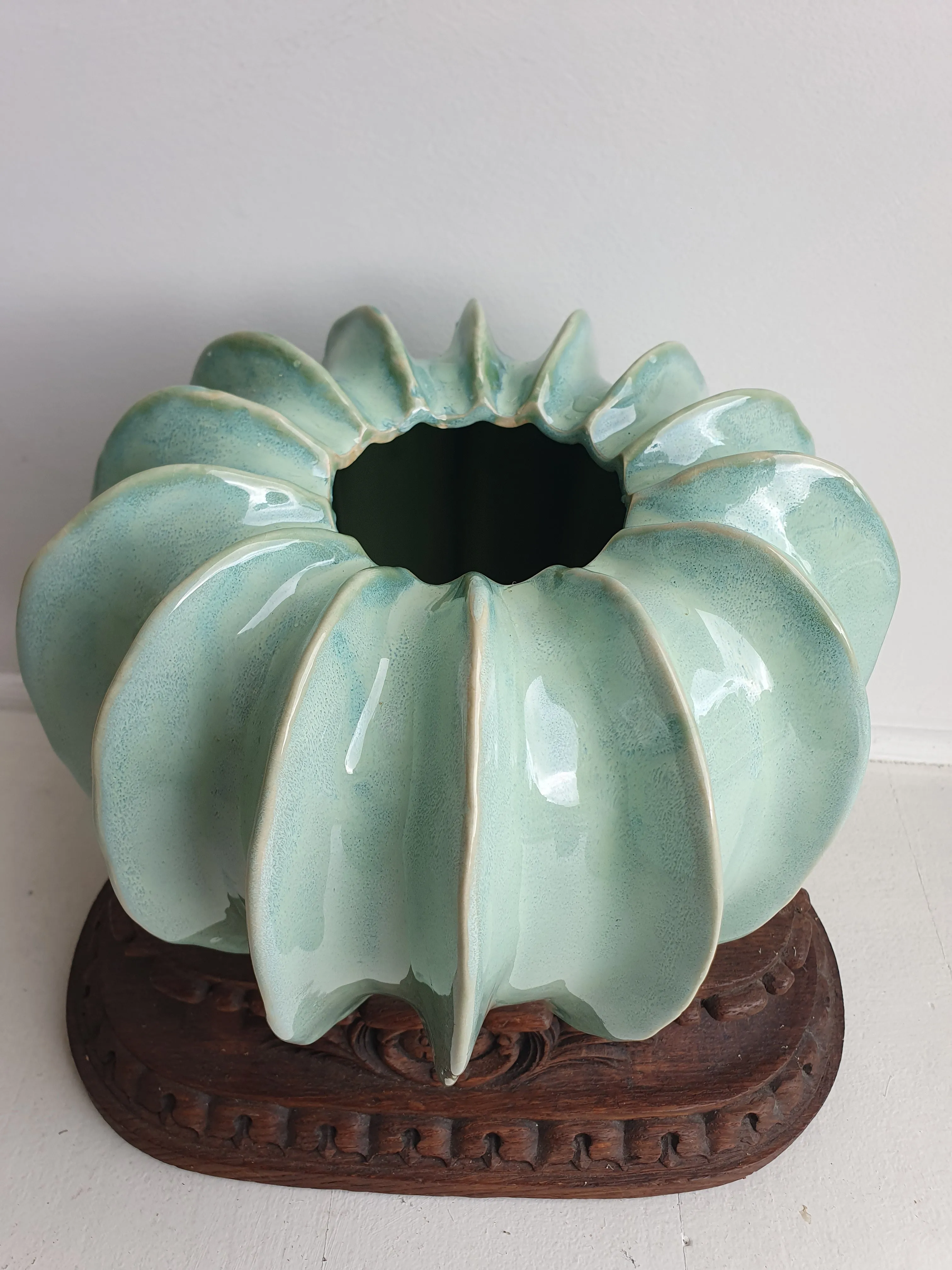 European Ceramic Gourd Pot - Turquoise