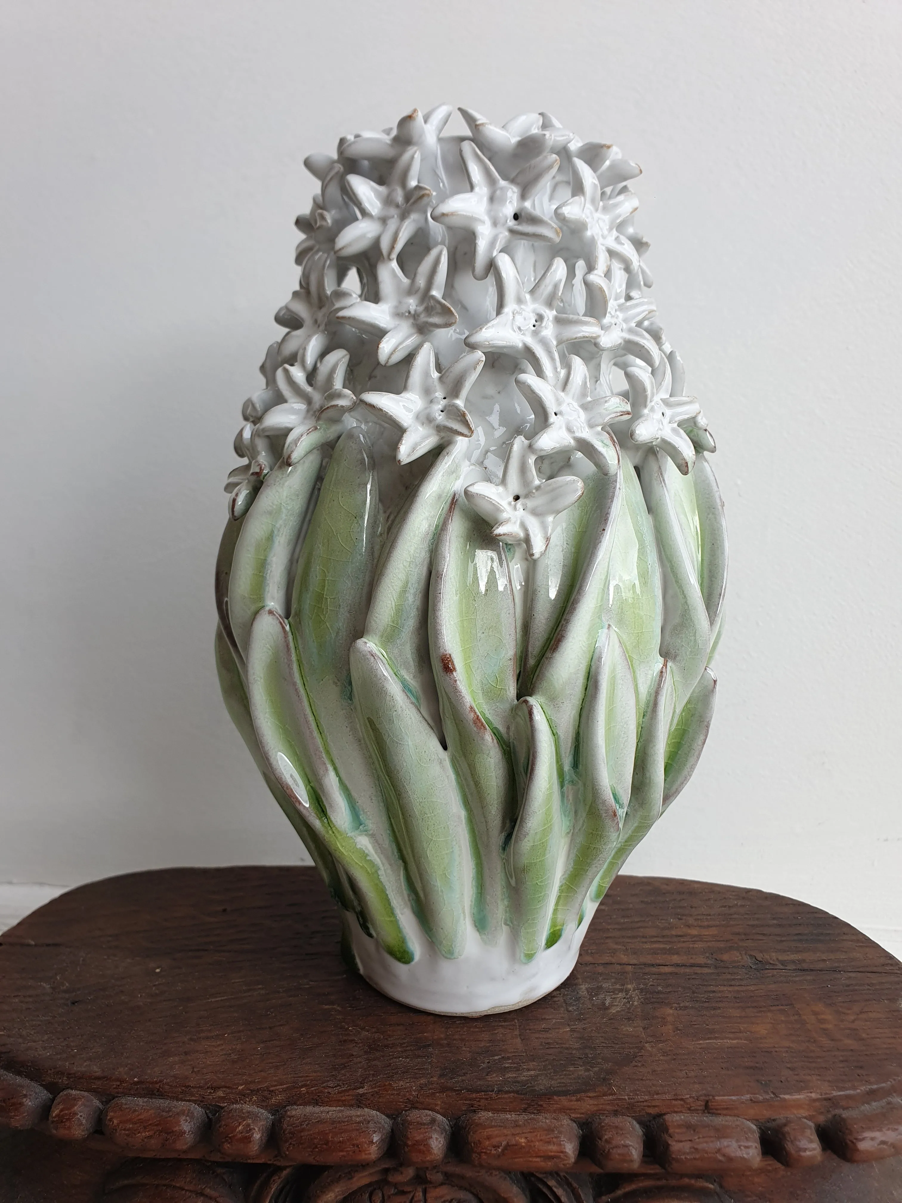 European Ceramic Hyacinth Vase - White