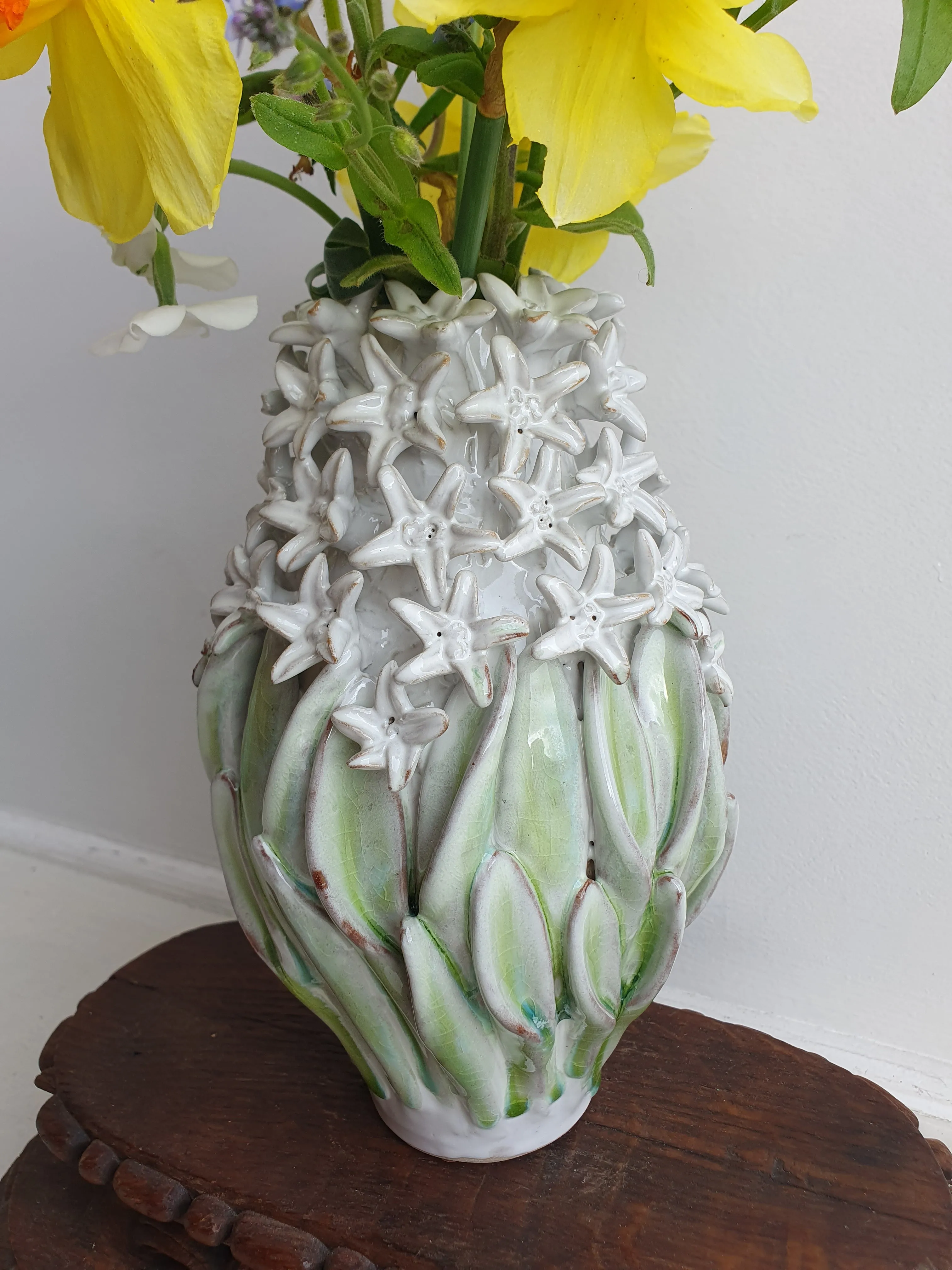 European Ceramic Hyacinth Vase - White