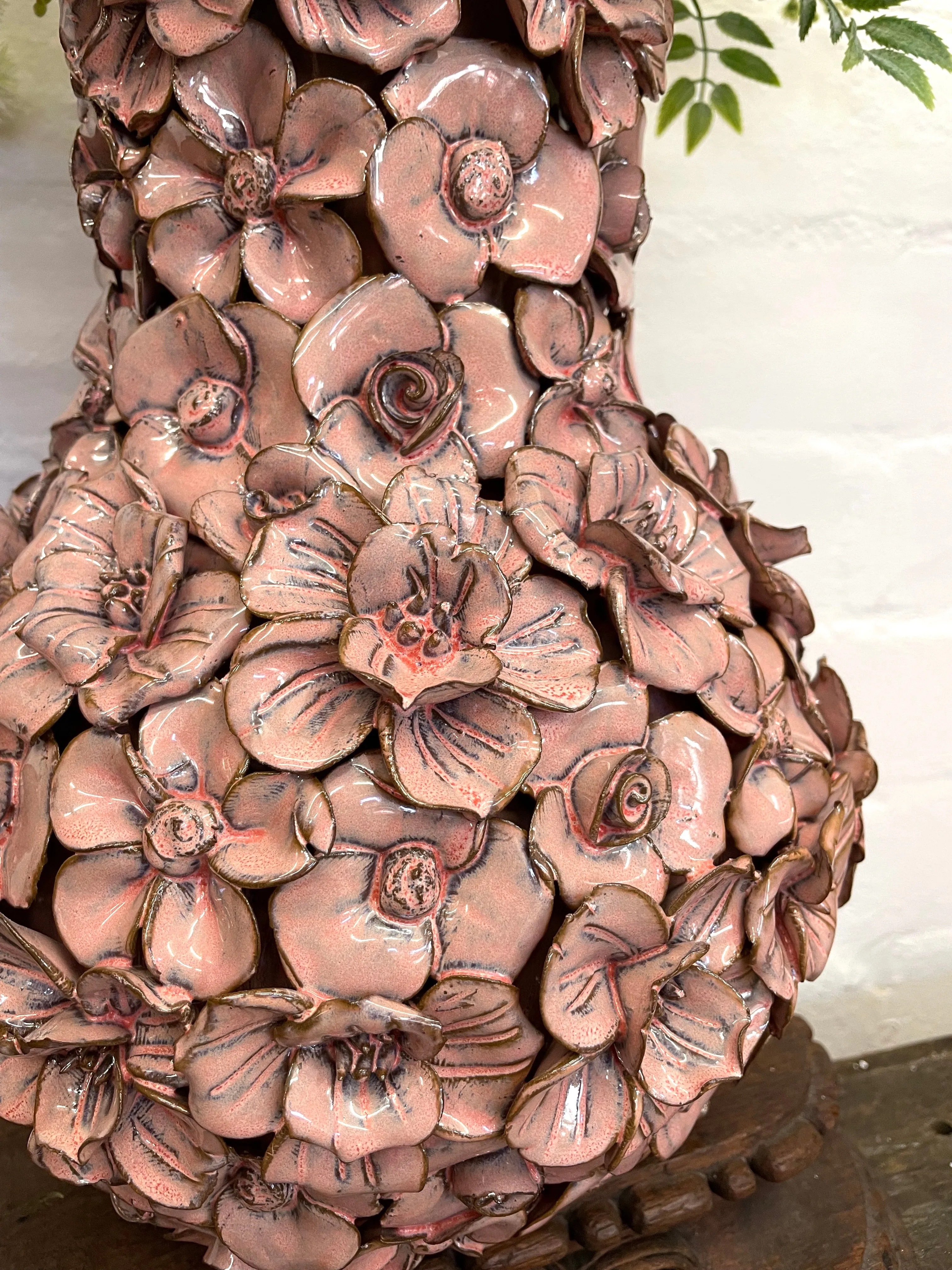 European Ceramic Pink Flowers Vase