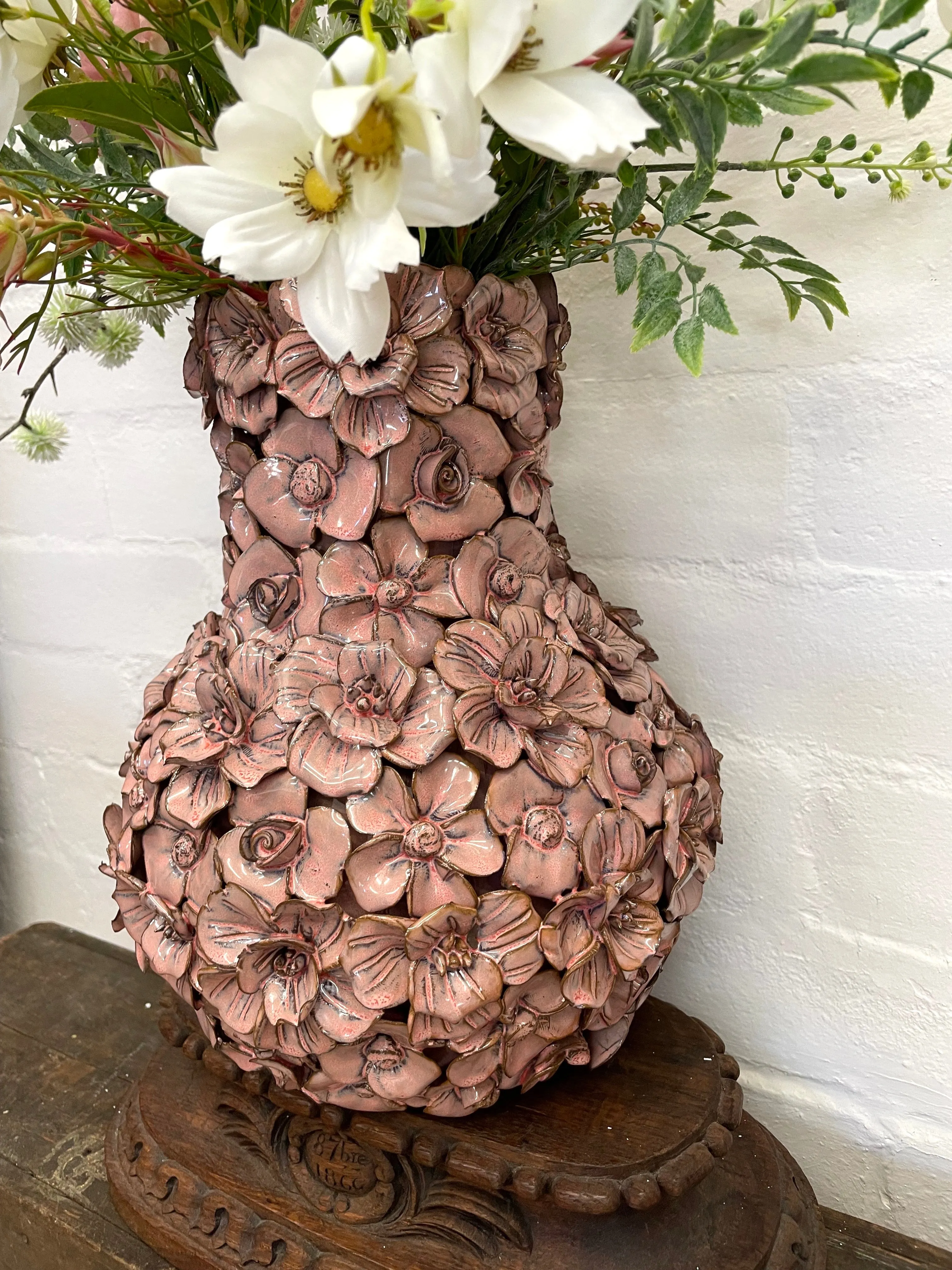 European Ceramic Pink Flowers Vase
