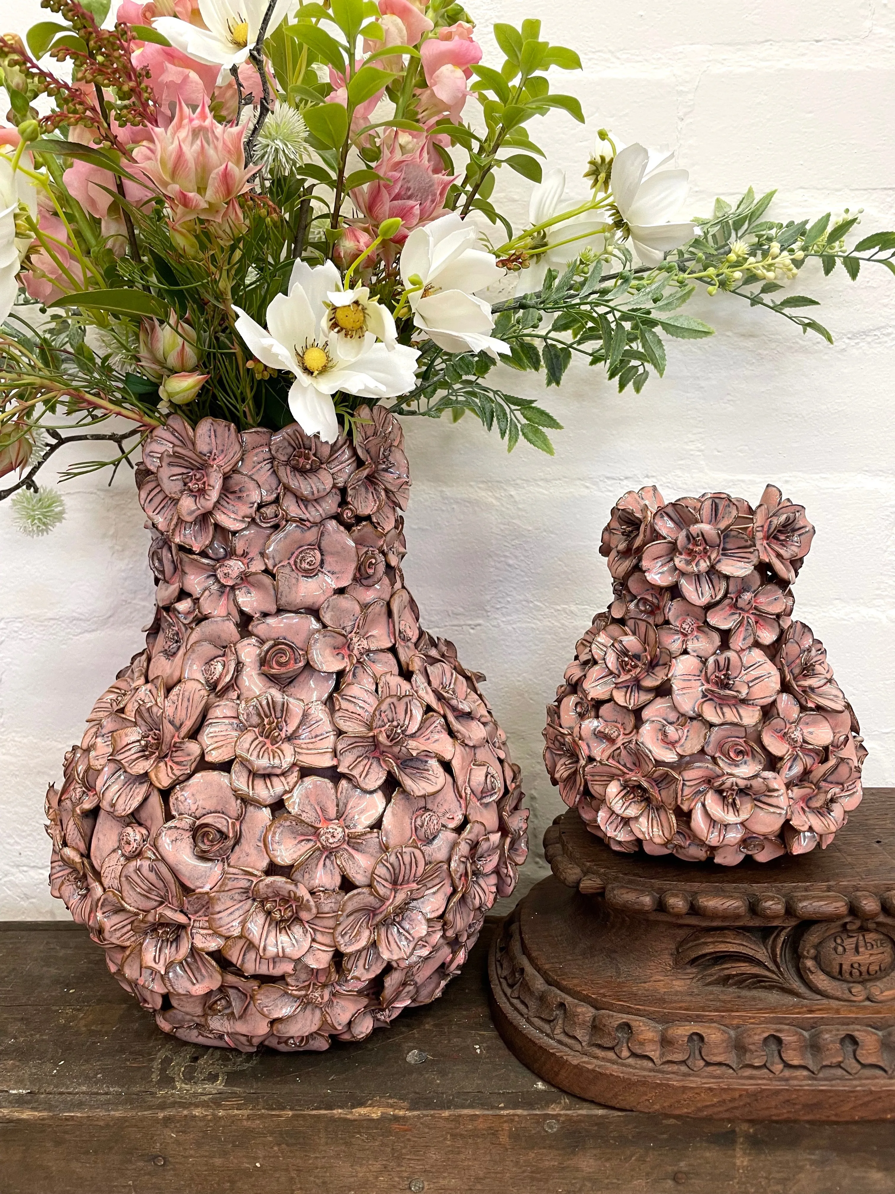 European Ceramic Pink Flowers Vase