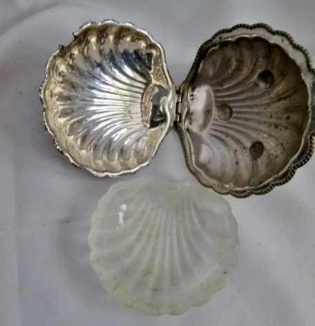 F&JL ENGLAND SCALLOP SEASHELL SEA SHELL SILVER MERMAID Trinket Box Ashtray SILVERPLATE