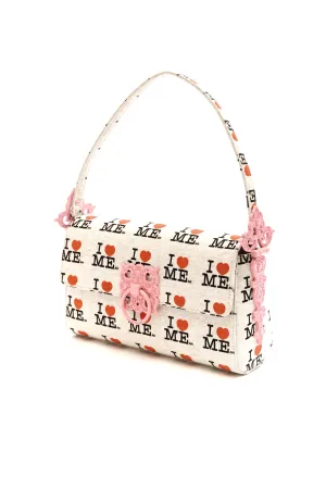 GREY I HEART ME LOCK HANDBAG