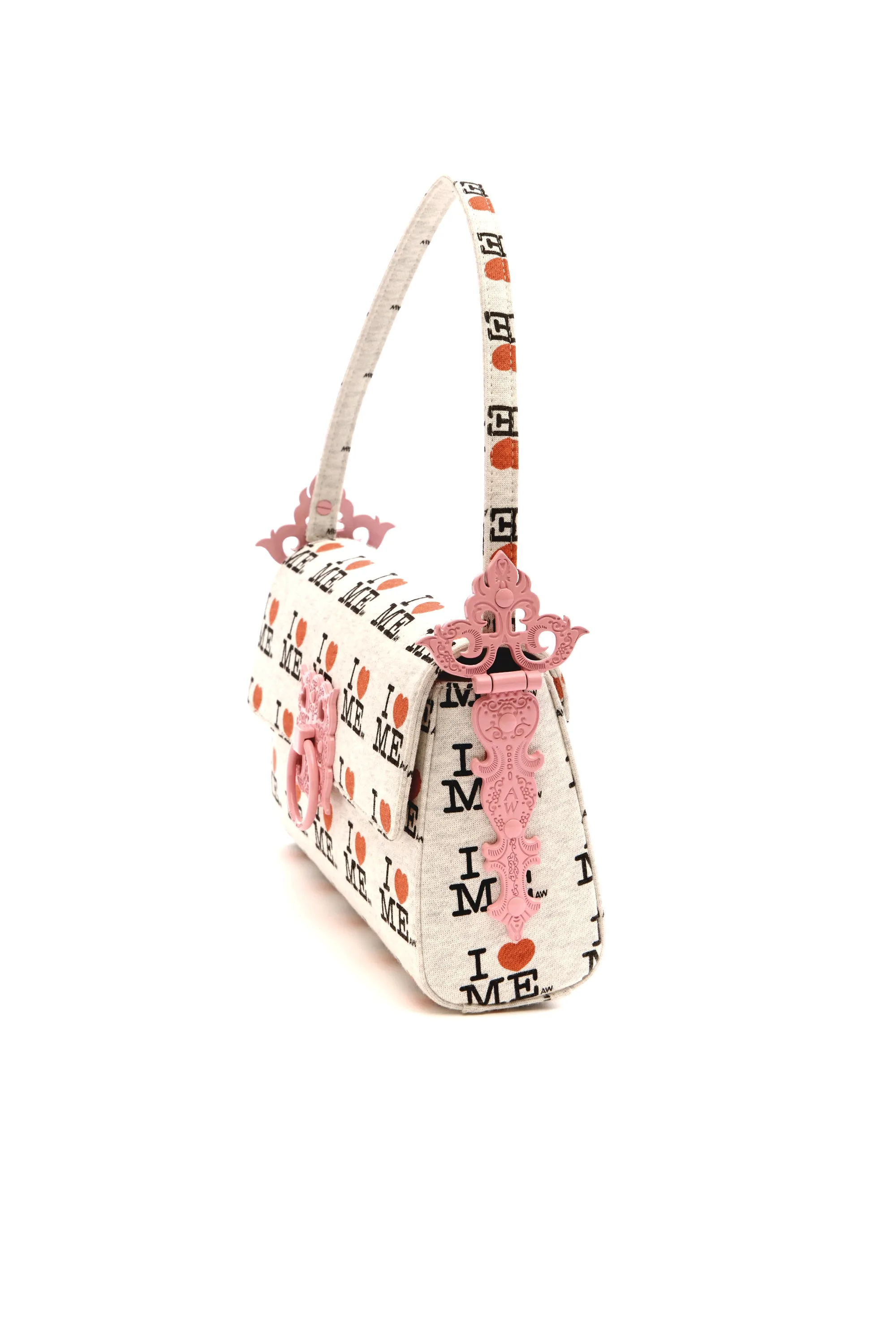 GREY I HEART ME LOCK HANDBAG