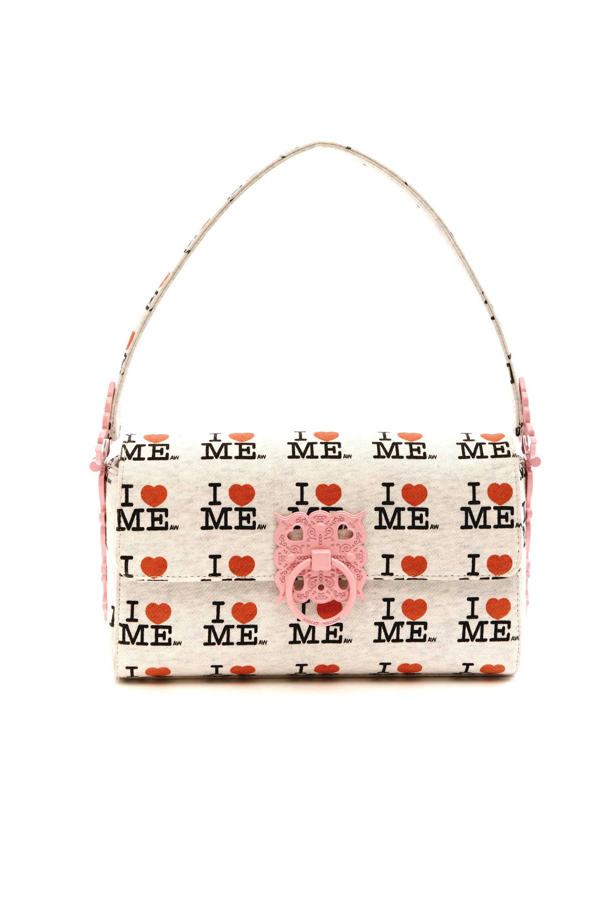 GREY I HEART ME LOCK HANDBAG