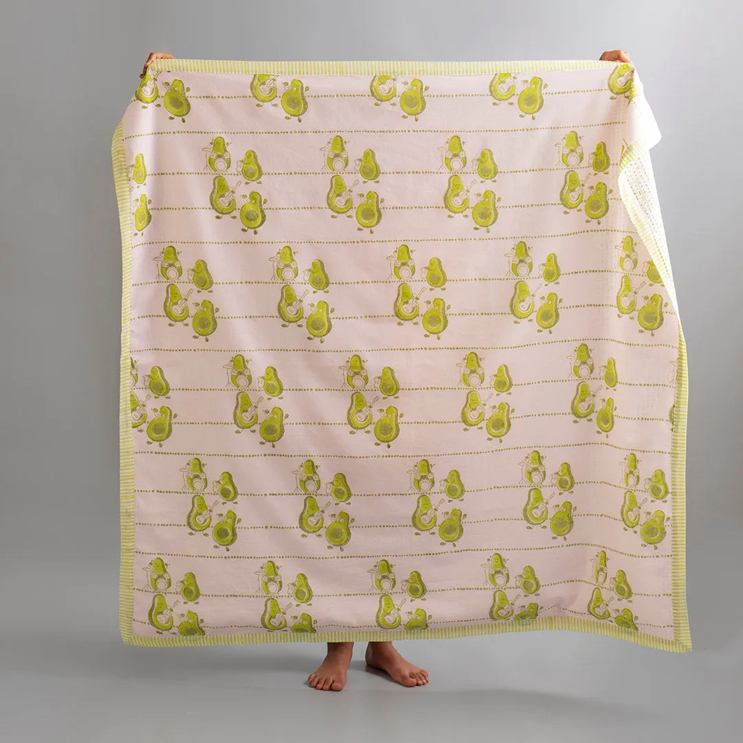 Gudgoodie Kids Cotton Muslin Dohar - Ultrasoft & Breathable - Avocados Jam