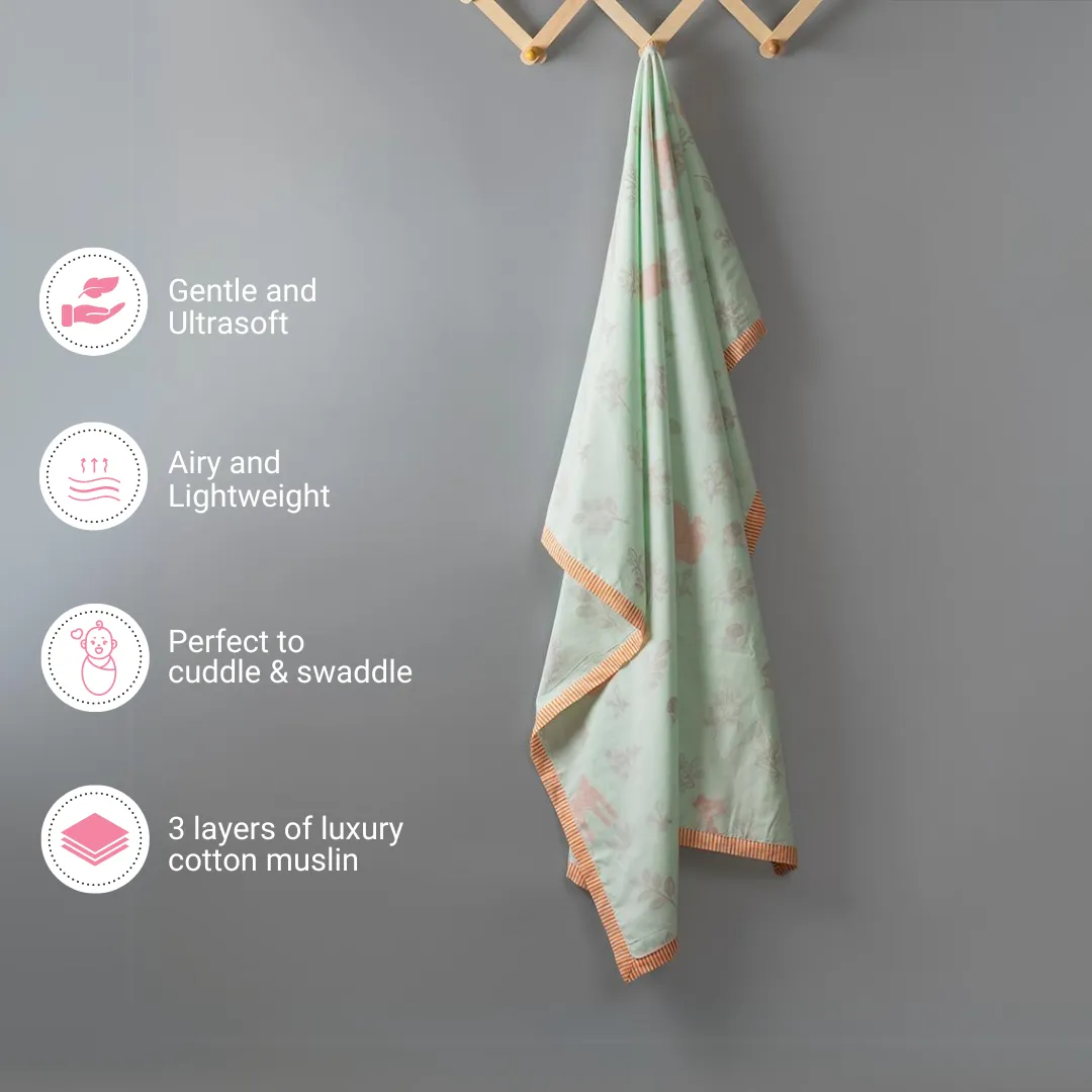 Gudgoodie Kids Cotton Muslin Dohar - Ultrasoft & Breathable - Enchanted Forest