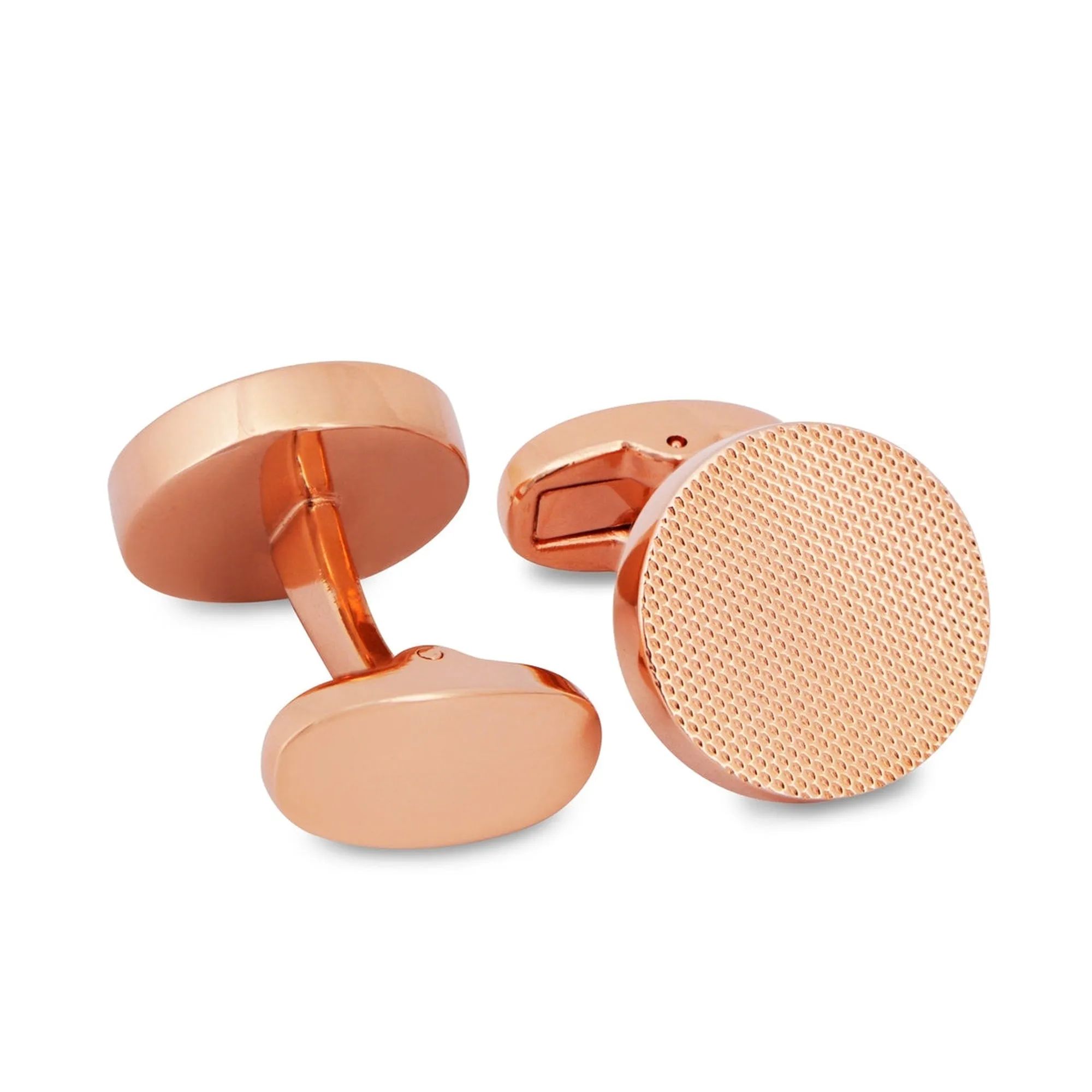 MarZthomson Classic Round Rose Gold Textured Cufflinks (Online Exclusive)