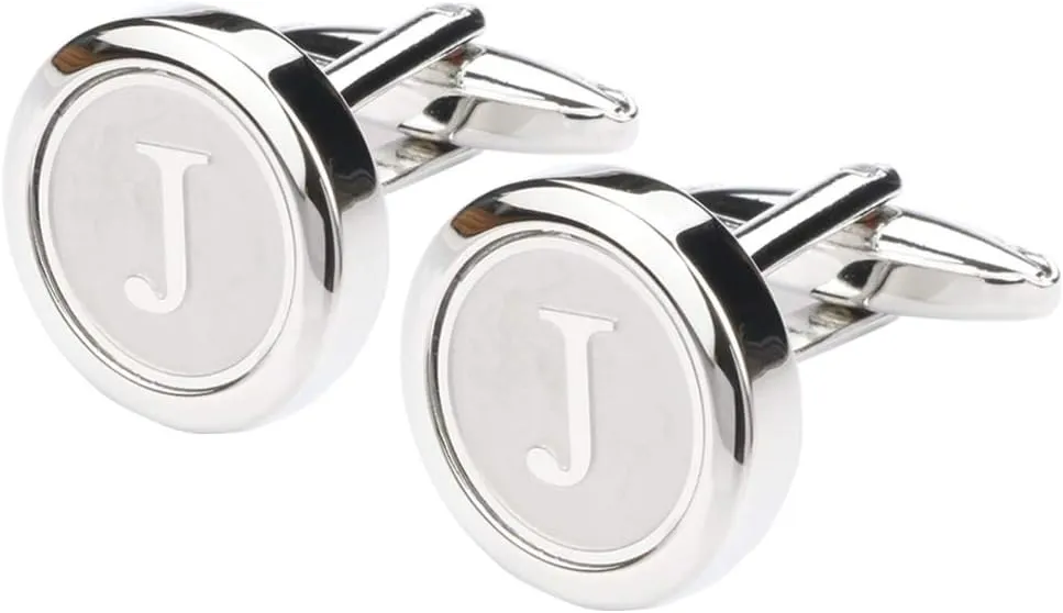 Mens Classic Stainless Steel Initial Cufflinks 26 Alphabet Initial Letter Cufflinks Business Wedding Shirts A-Z