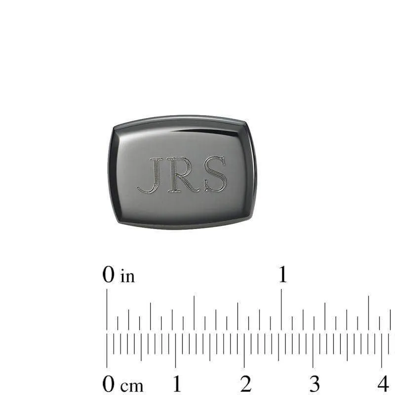 Men's Engravable Cushion-Shaped Cuff Links in Brass with Gunmetal Grey Electroplate (3 Initials) of Trendolla
