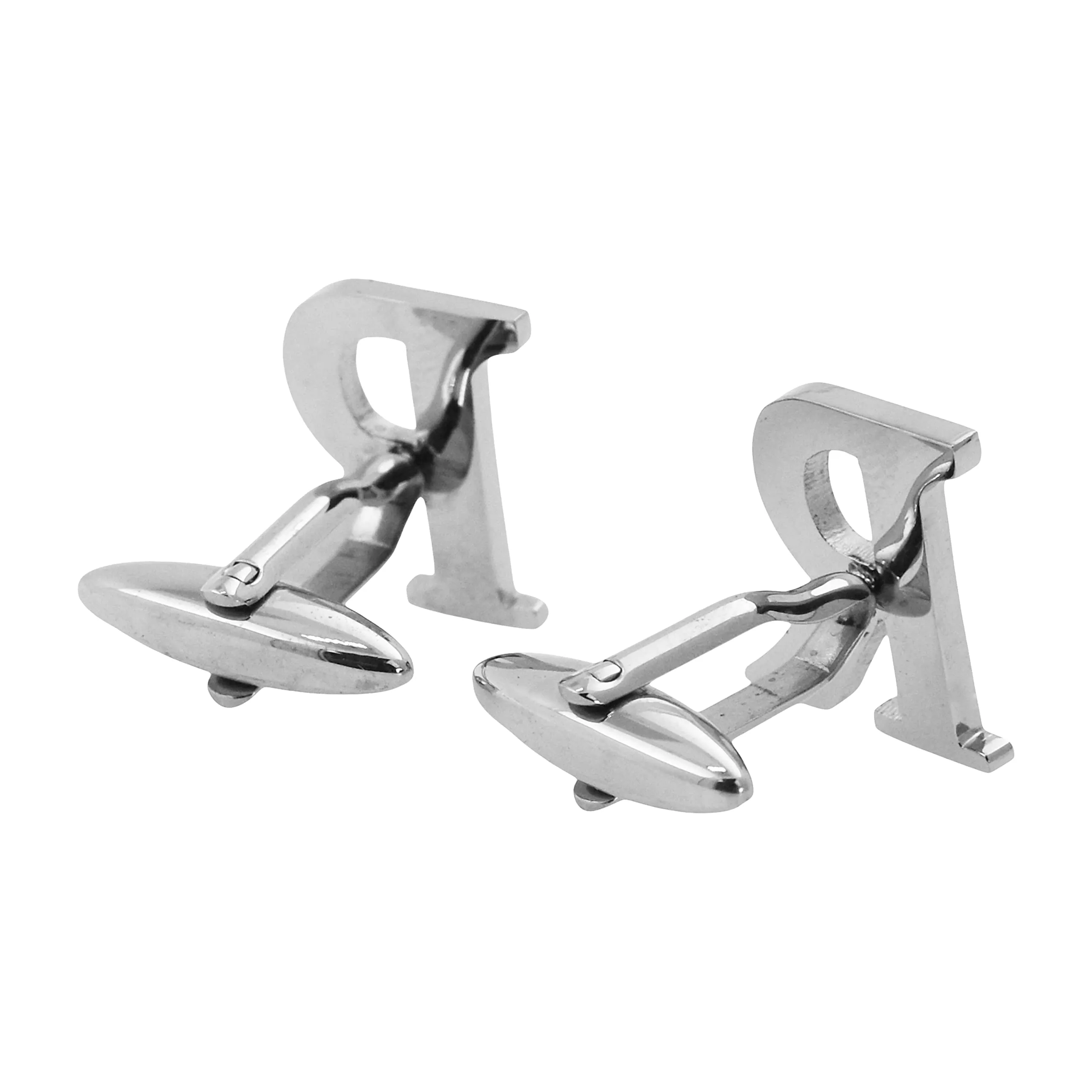 Mudra Crafts Letter R Initial Cufflinks for Men Set - Mens Stainless Cuff Links with Initials - Monogram Stainless Steel Alphabet Cufflinks