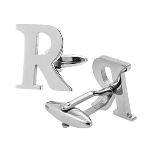 Mudra Crafts Letter R Initial Cufflinks for Men Set - Mens Stainless Cuff Links with Initials - Monogram Stainless Steel Alphabet Cufflinks