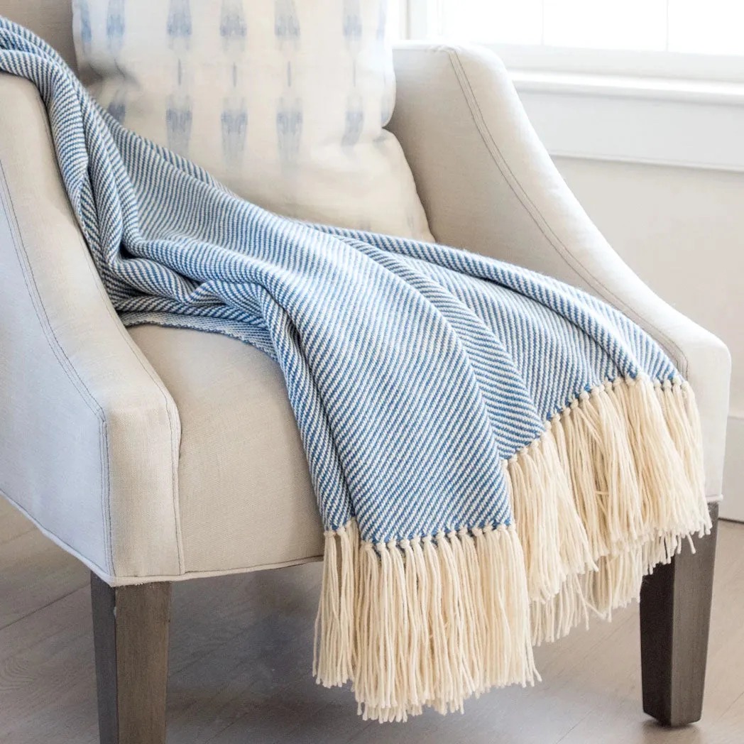 Regatta Blue Handwoven Alpaca Throw
