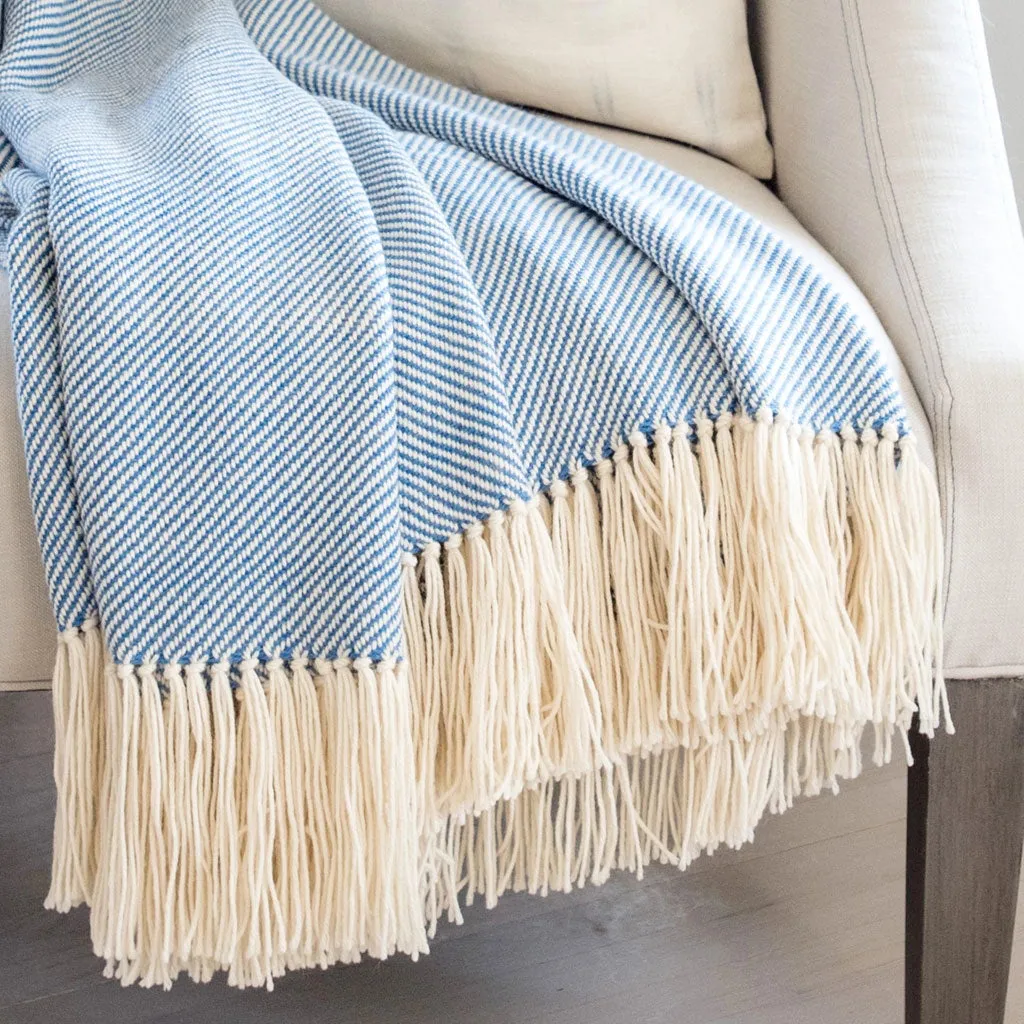 Regatta Blue Handwoven Alpaca Throw