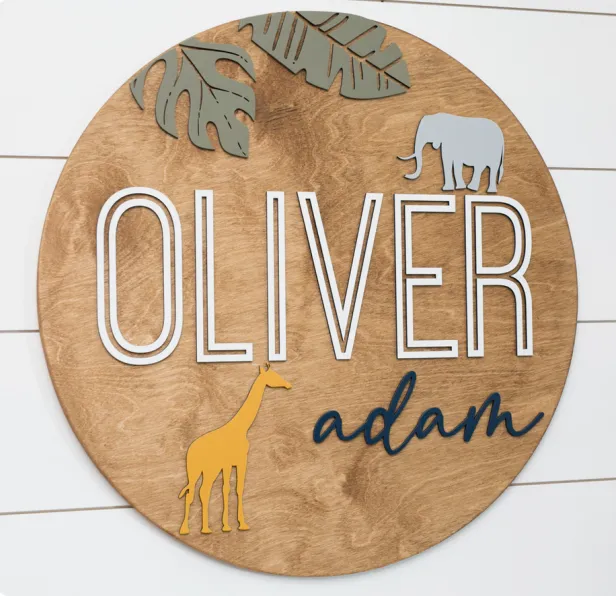 Sugar   Maple Round Personalized Name Sign | Safari