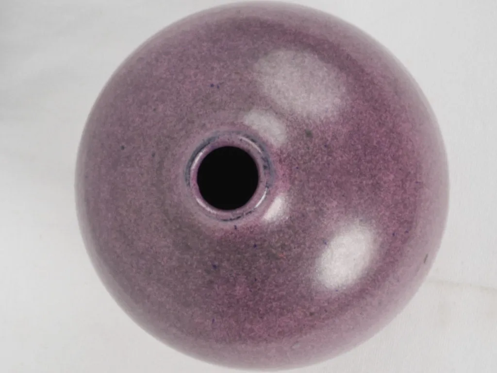 Vintage French ceramic vase w/ purple speckle glaze 8¾"