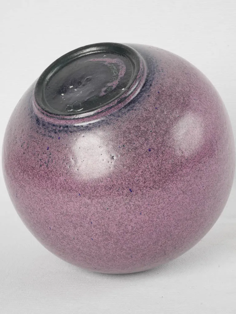 Vintage French ceramic vase w/ purple speckle glaze 8¾"