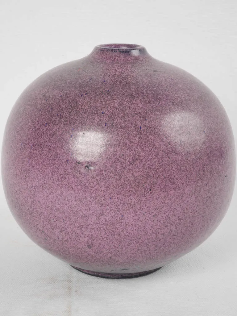Vintage French ceramic vase w/ purple speckle glaze 8¾"