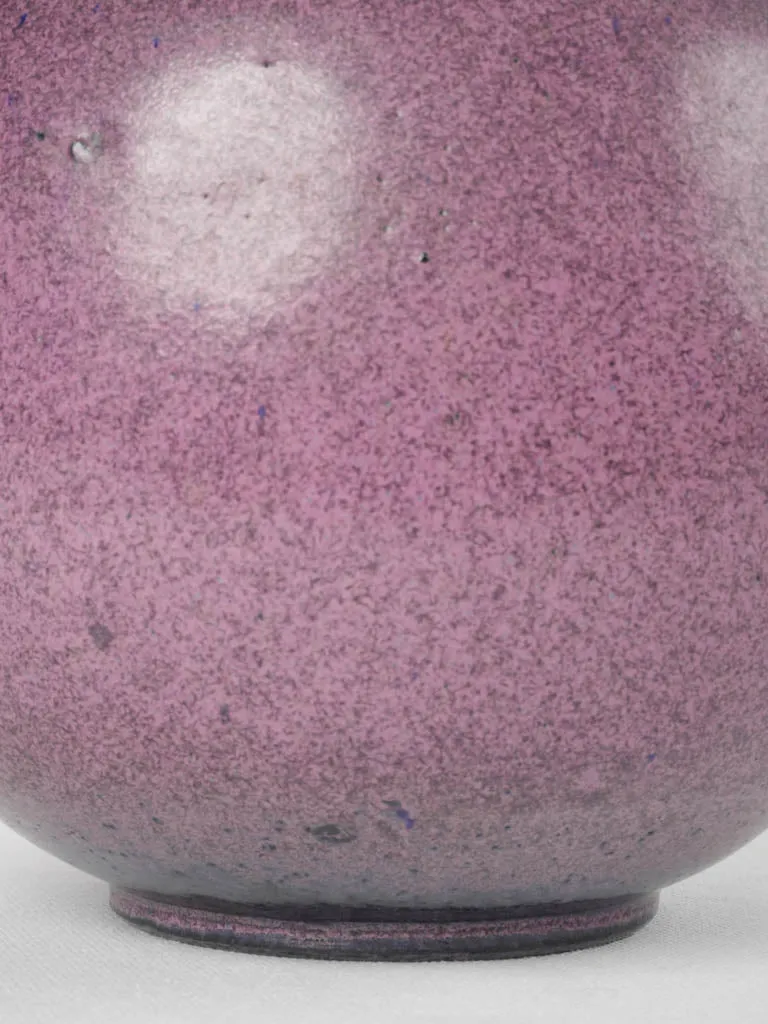 Vintage French ceramic vase w/ purple speckle glaze 8¾"